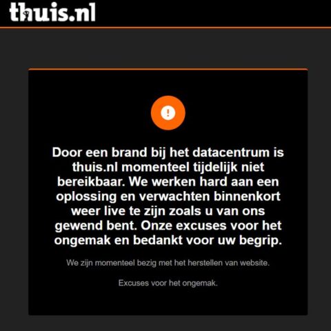 Storing bij Thuis.nl en ClubSense door brand Almere?