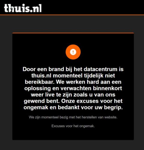 Storing bij Thuis.nl en ClubSense door brand Almere?